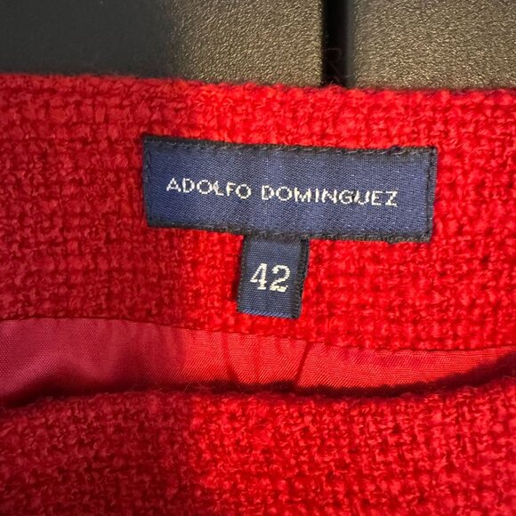 Adolfo Dominguez Red Tweed Boucle Knit Trumpet Skirt, Career, Size 42 EU - Picture 3 of 8